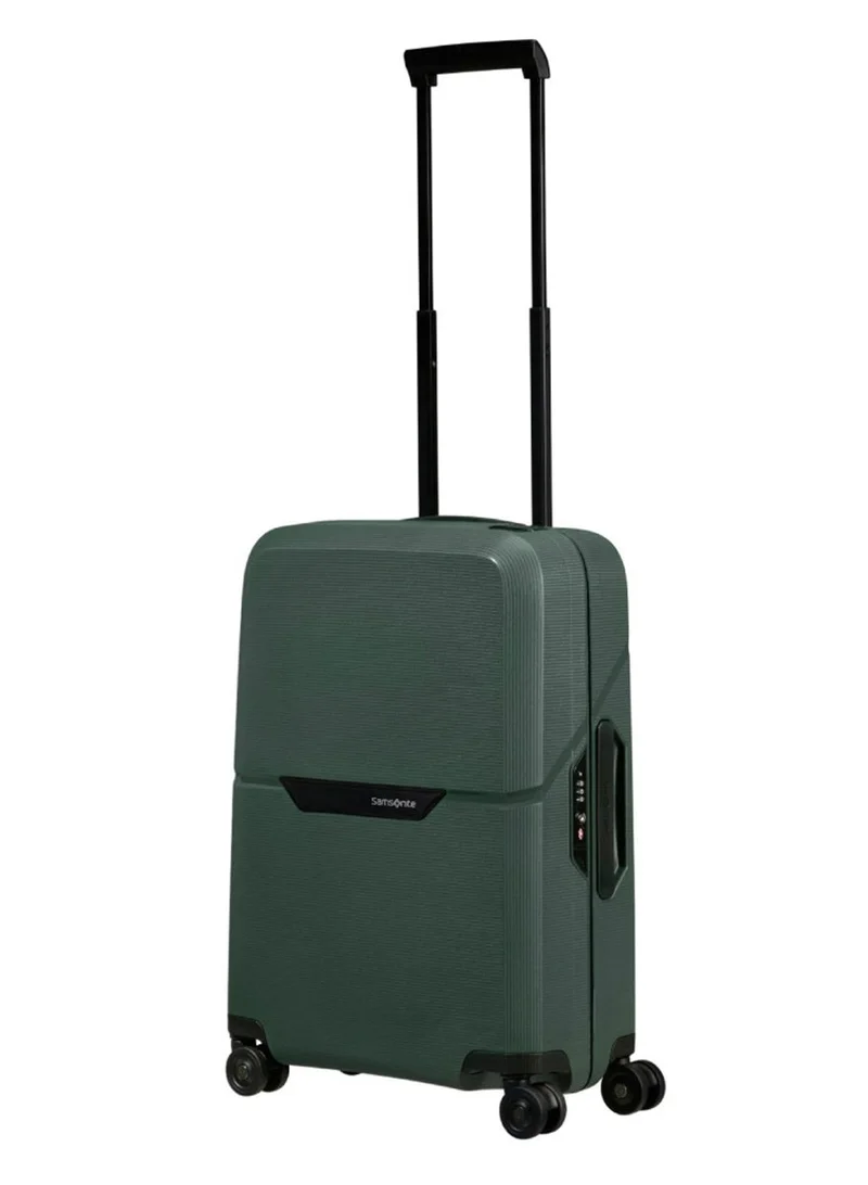 Samsonite forest green magnum eco suitcase cabin size 55 cm / 20 inch, 4 spinner wheels, polypropylene, forest green|removable divider pads|recyclex material technology|3 point locking system|id tag - 5 years international warranty  | Best Price UAE